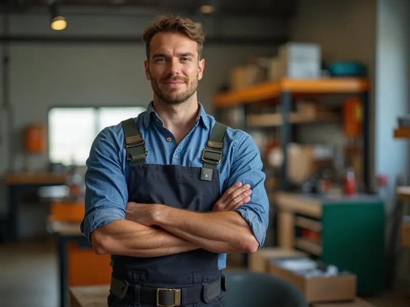 Professional tradesperson in modern workshop