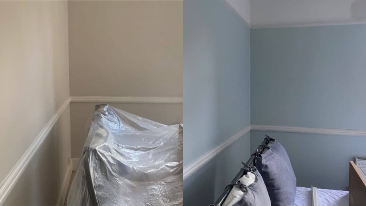 Professional bedroom painting in west london project completed by Adam verified tradespeople
