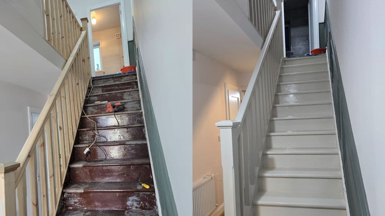 Professional staircase painting in cork project completed by Adam verified tradespeople