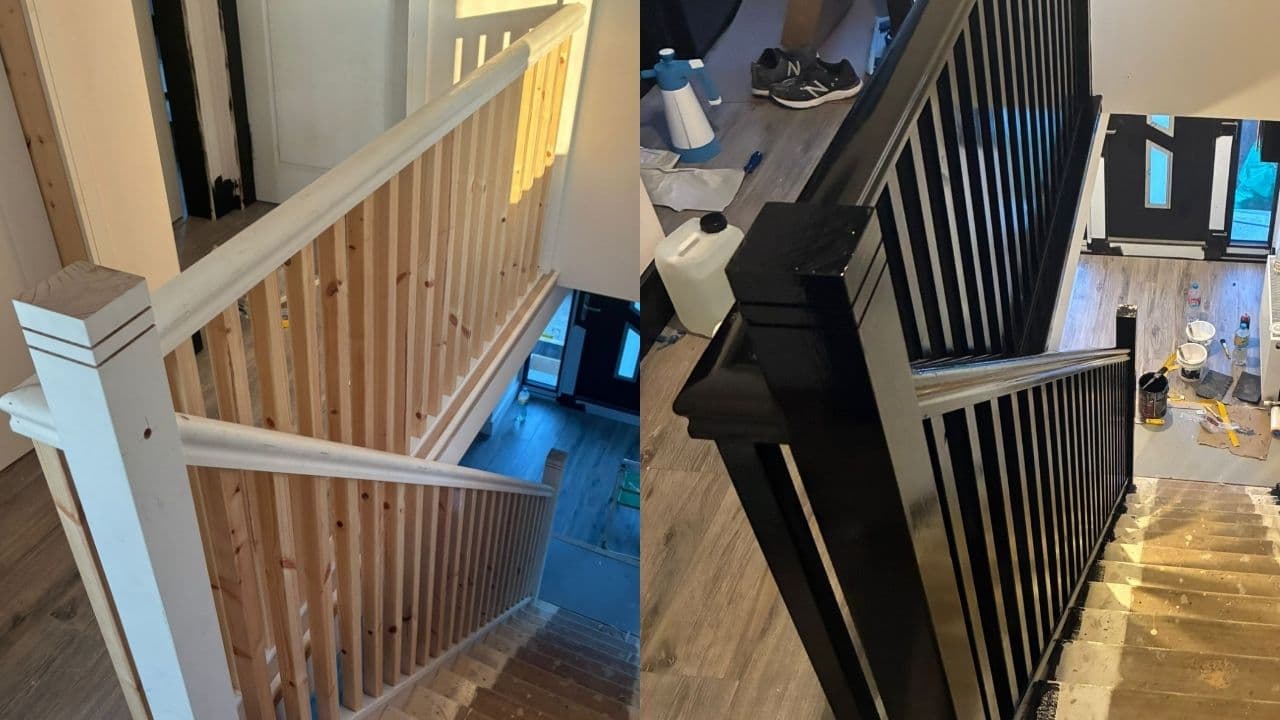Professional banister painting in wexford project completed by Adam verified tradespeople